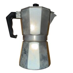 Primula Vintage Stovetop Espresso Maker Moka Pot Octagonal 7.5" Silver aluminum